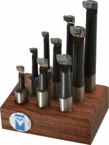 5/16 to 9/16" Min Diam, 3/4 to 3" Max Depth, 1/2" Shank Diam, 2-1/4 to 4-1/2" OAL Boring Bar Set