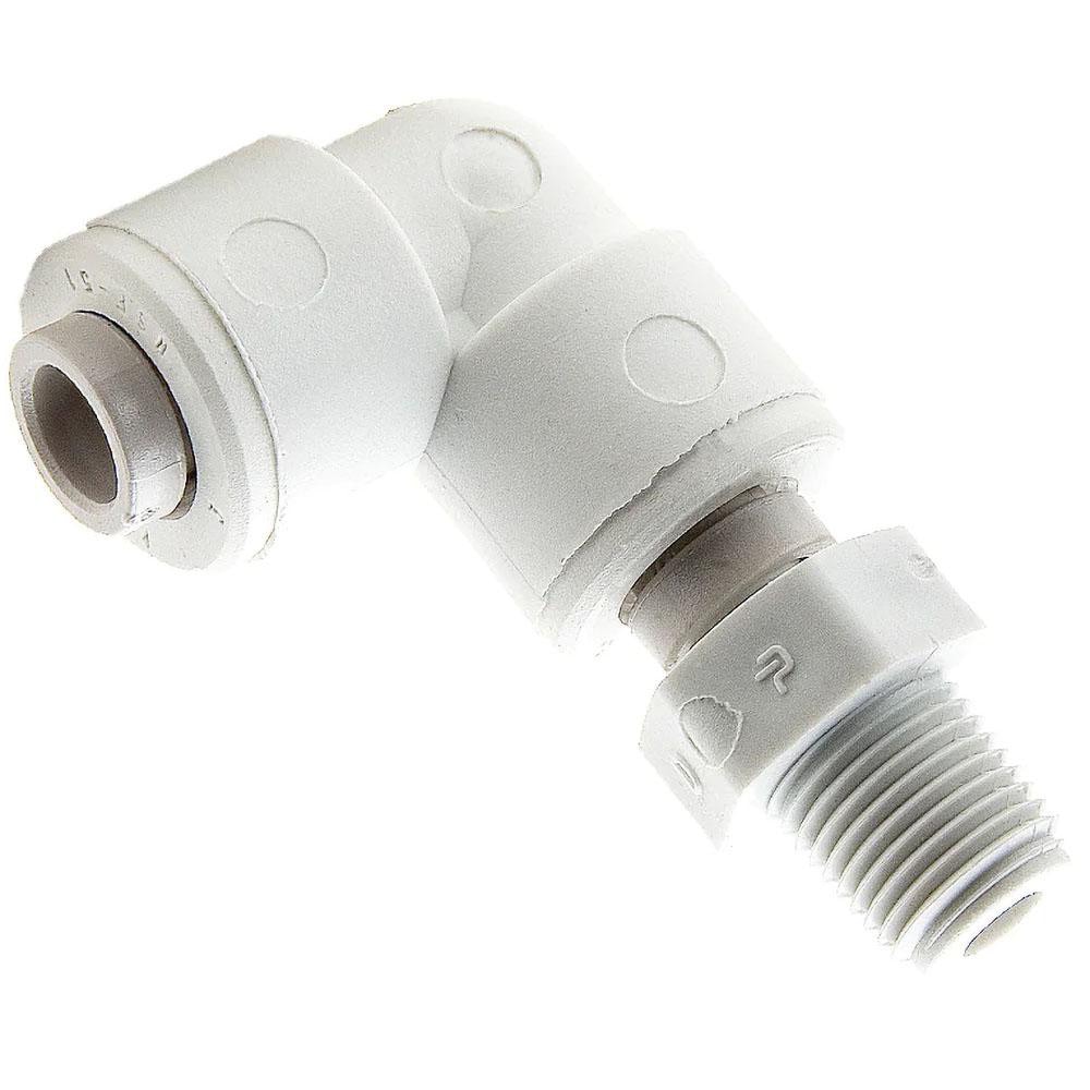 Push-To-Connect Tube to Pipe Tube Fitting: Male Swivel Elbow, 1/8" Thread, 1/4" OD