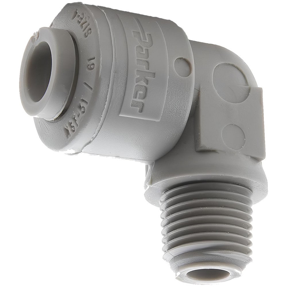 Push-To-Connect Tube Fitting: Male Elbow, 3/8" Thread, 5/16" OD