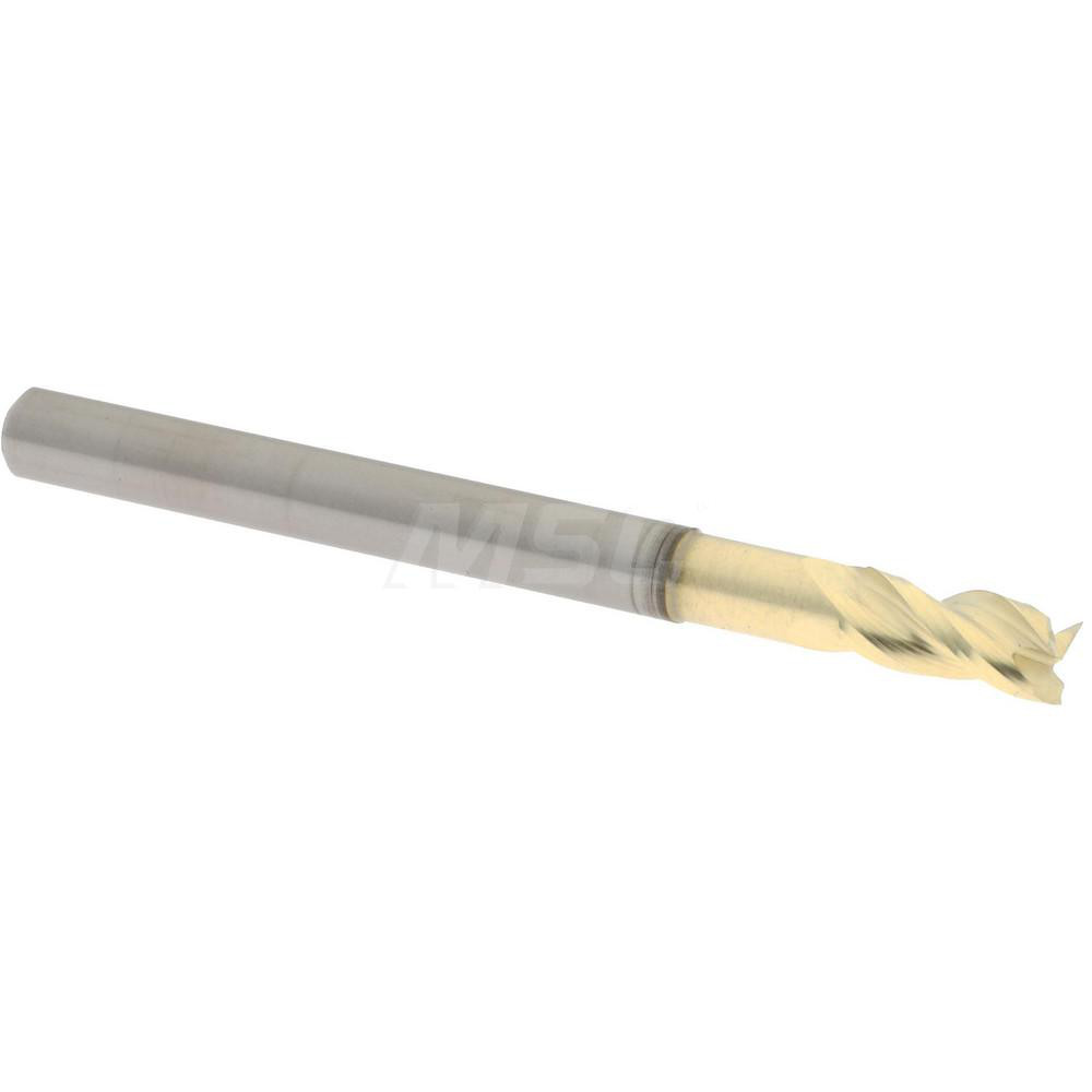 2500458 Square End Mill:  0.1250" Dia, 0.25" LOC, 0.125" Shank Dia, 1.5" OAL, 3 Flutes, Solid Carbide  