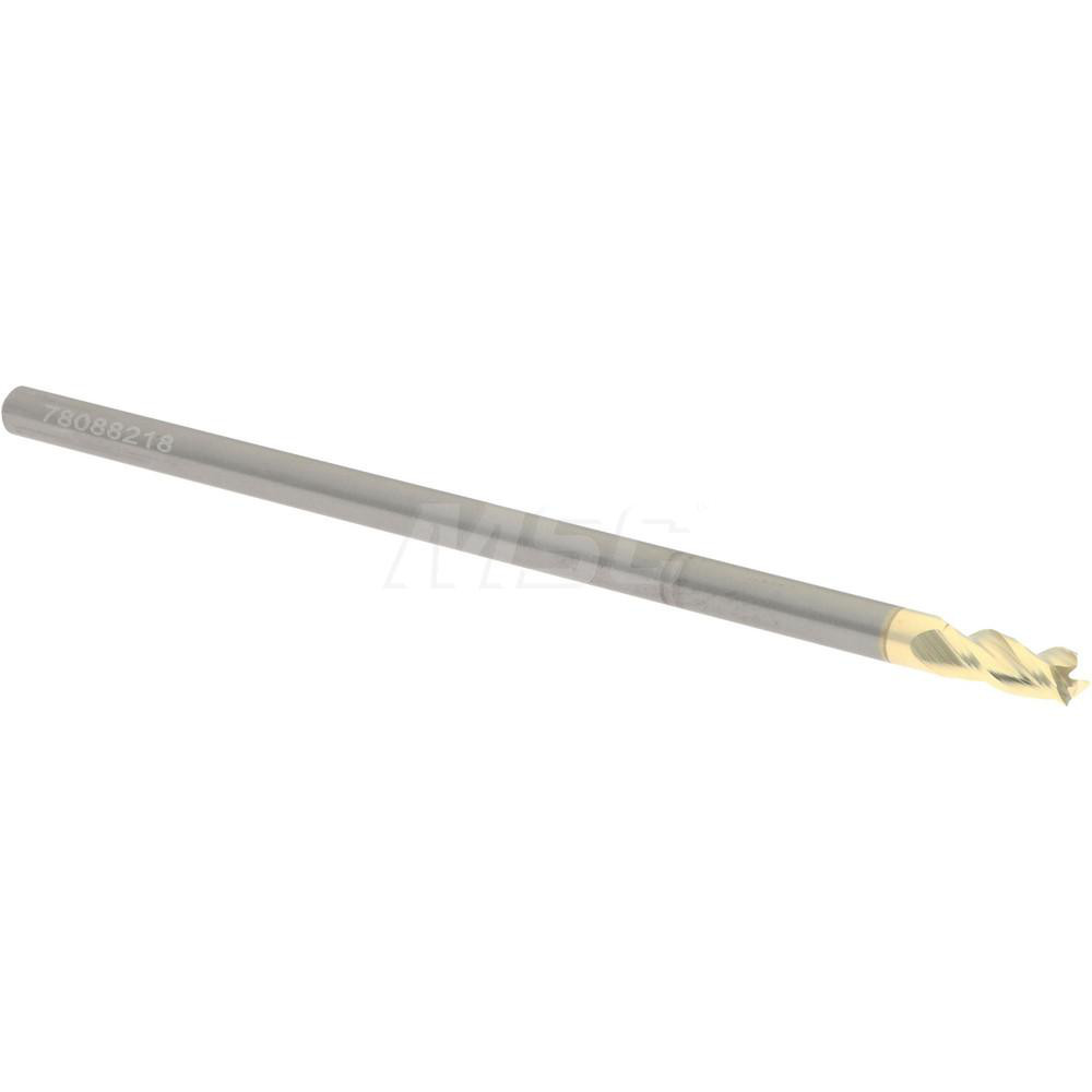 Accupro 35012504NS0C5 Square End Mill: 1/8 Dia, 1/4 LOC, 1/8 Shank Dia, 3 OAL, 3 Flutes, Solid Carbide 