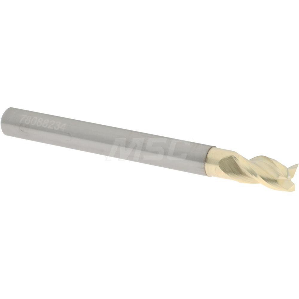 2500460 Square End Mill: 3/16 Dia, 5/16 LOC, 3/16 Shank Dia, 2 OAL, 3 Flutes, Solid Carbide  