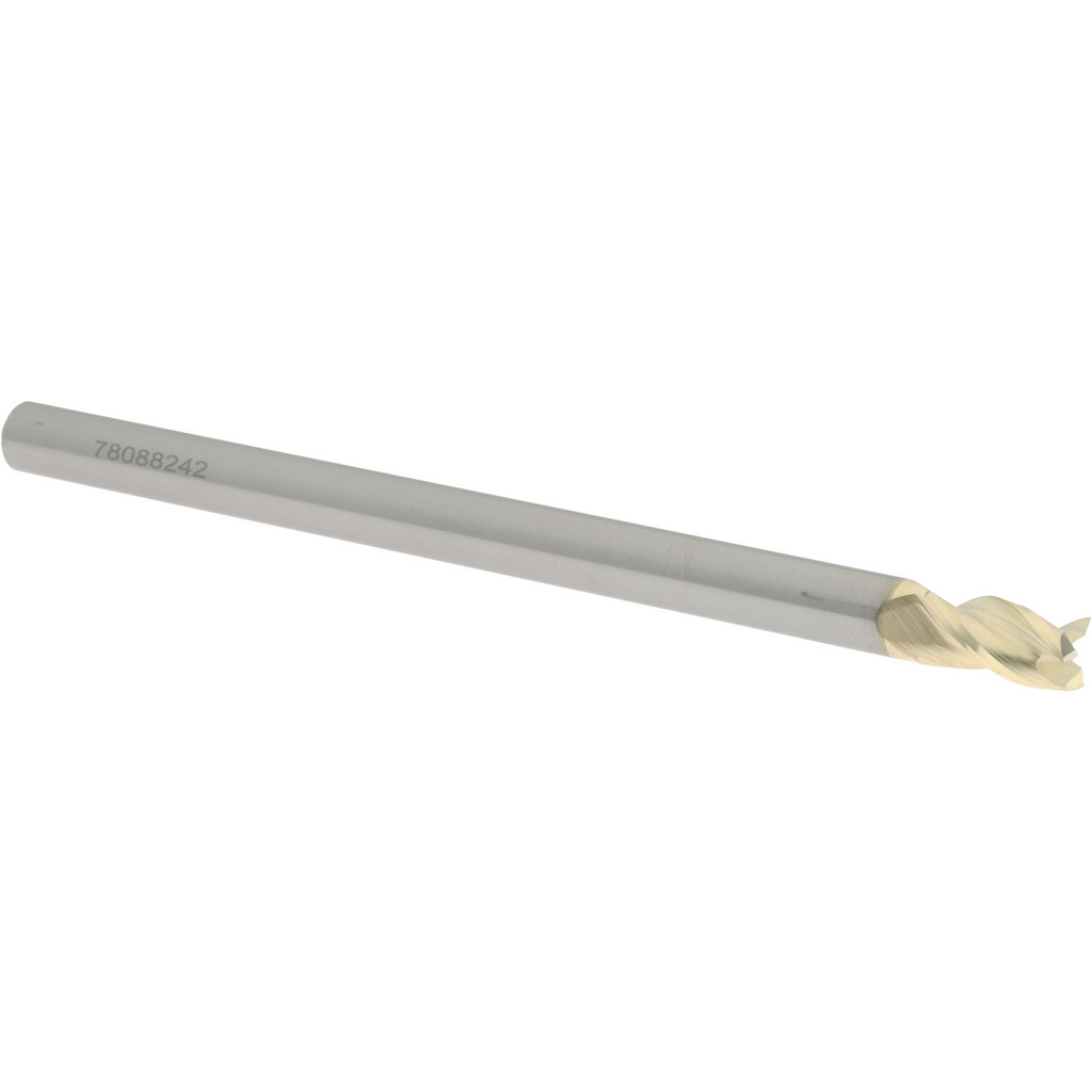 2500459 Square End Mill:  0.1875" Dia, 0.3125" LOC, 0.1875" Shank Dia, 3" OAL, 3 Flutes, Solid Carbide  