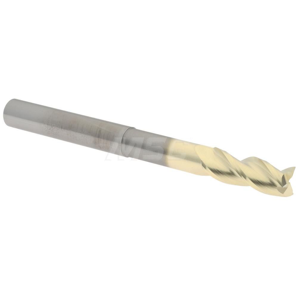 2500465 Square End Mill:  0.3750" Dia, 1" LOC, 0.375" Shank Dia, 4" OAL, 3 Flutes, Solid Carbide  