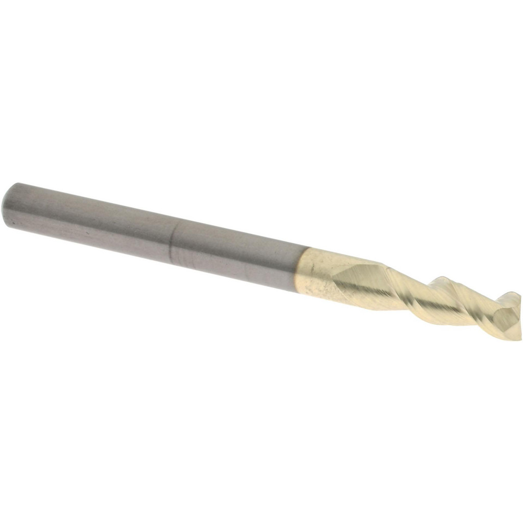 Accupro High Performance Milling Square End Mill: 1/8" Dia, 5/16" LOC - 1-1/2" OAL, 1/8" Shank Dia, 45 deg Helix, ZrN Finish, Single End, Accupro