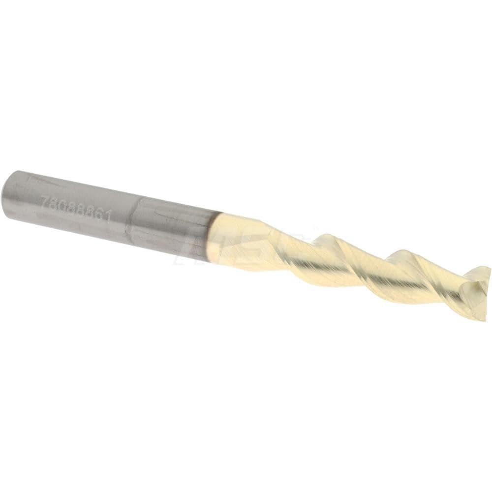 Accupro 25025016C5 Square End Mill: 1/4 Dia, 1 LOC, 1/4 Shank Dia, 2-1/2 OAL, 2 Flutes, Solid Carbide 