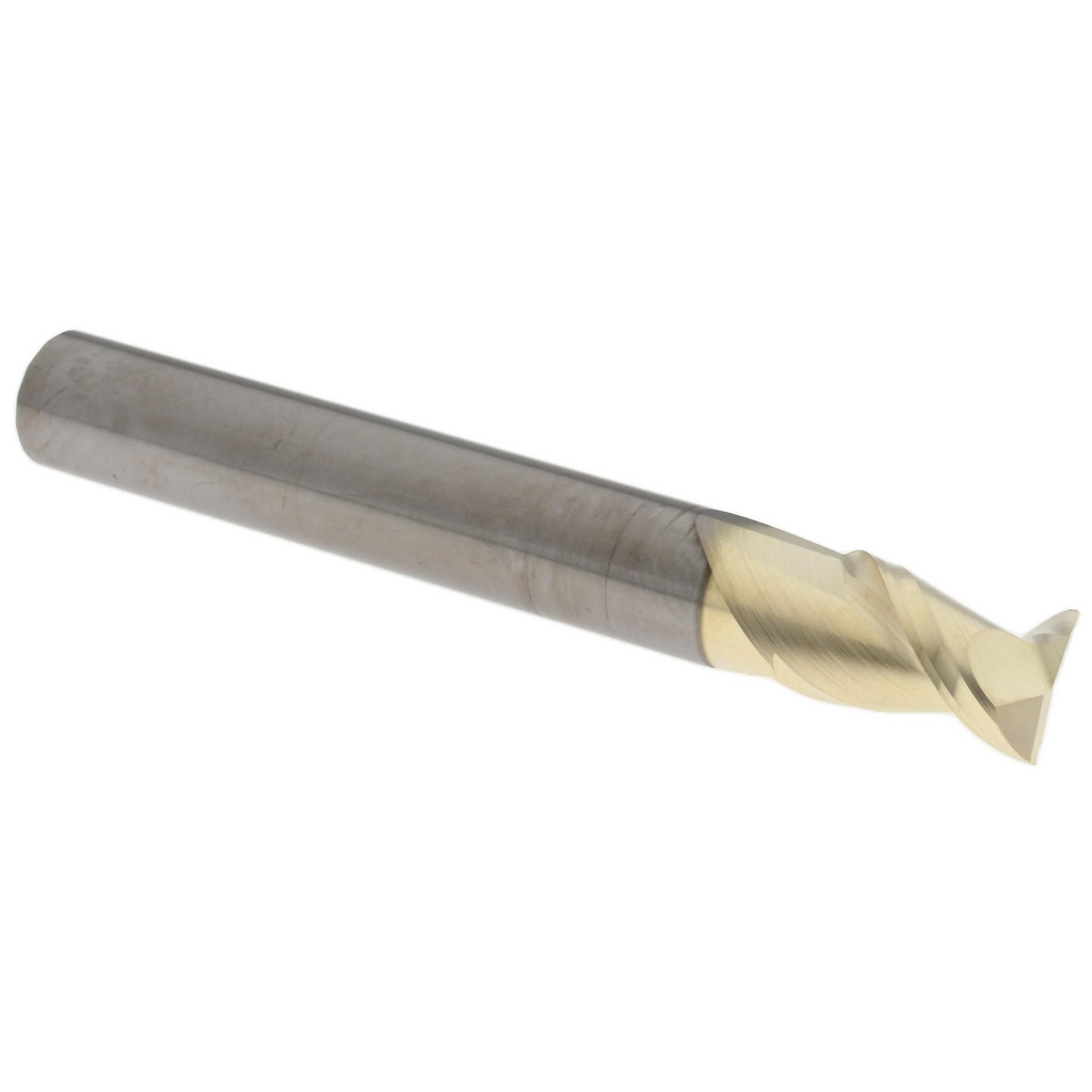 Accupro High Performance Milling Square End Mill: 5/16" Dia, 1/2" LOC - 2-1/2" OAL, 5/16" Shank Dia, 45 deg Helix, ZrN Finish, Single End, Accupro