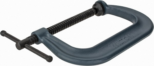 C-Clamp: 6-1/16" Max Opening, 4-1/8" Throat Depth, Regular-Duty, Forged Steel Body - 6,600 lb Load Capacity, Deep Throat