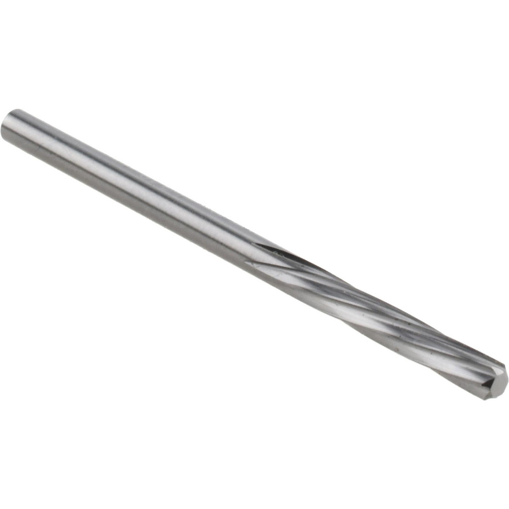 Chucking Reamer: 3.19 mm Dia, 2-1/4" OAL, 19/32" Flute Length, Spiral Flute, Straight-Cylindrical Shank, Solid Carbide