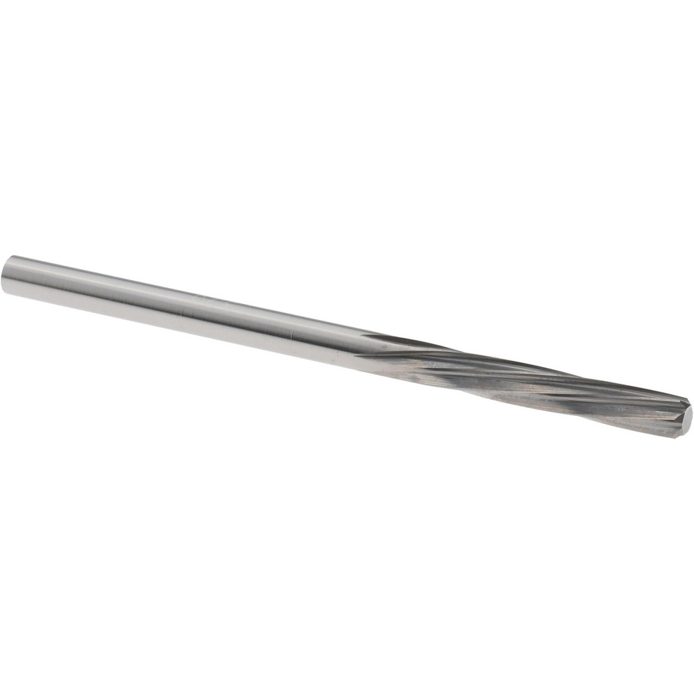 Chucking Reamer: 3.20 mm Dia, 2-1/4" OAL, 19/32" Flute Length, Spiral Flute, Straight-Cylindrical Shank, Solid Carbide