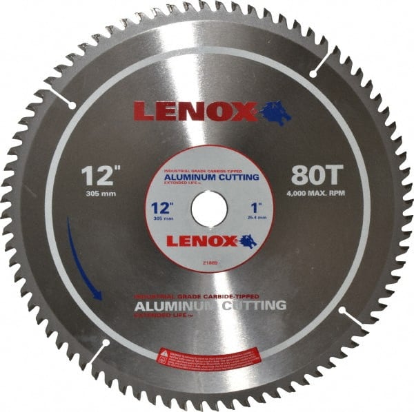 Lenox 21889AL120080CT Wet & Dry Cut Saw Blade: 12" Dia, 1" Arbor Hole, 80 Teeth 