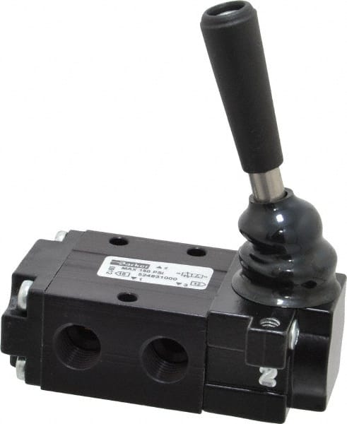 Mechanically Operated Valve: 3-Way & 2-Position, Lever-Manual Return Actuator, 1/4" Inlet, 1/4" Outlet, 2 Position