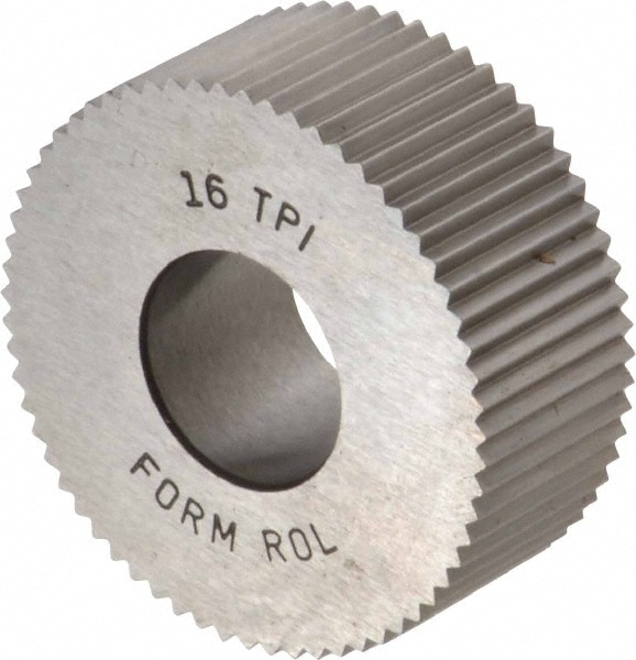 Made in USA PHS-216 Standard Knurl Wheel: 1-1/4" Dia, 90 ° Tooth Angle, 16 TPI, Straight, High Speed Steel Image