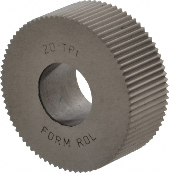 Made in USA PHS-220 Standard Knurl Wheel: 1-1/4" Dia, 90 ° Tooth Angle, 20 TPI, Straight, High Speed Steel Image