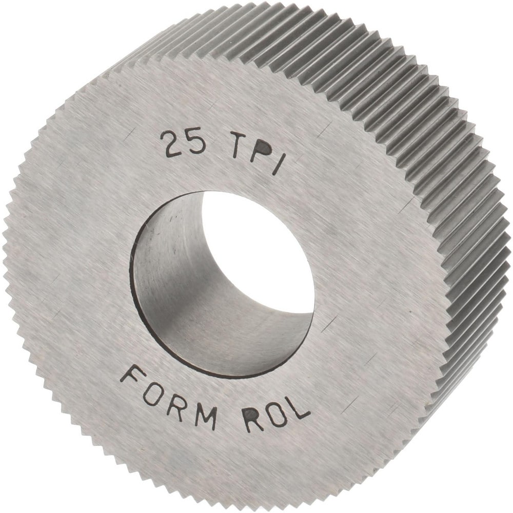 Made in USA PHS-225 Standard Knurl Wheel: 1-1/4" Dia, 90 ° Tooth Angle, 25 TPI, Straight, High Speed Steel Image