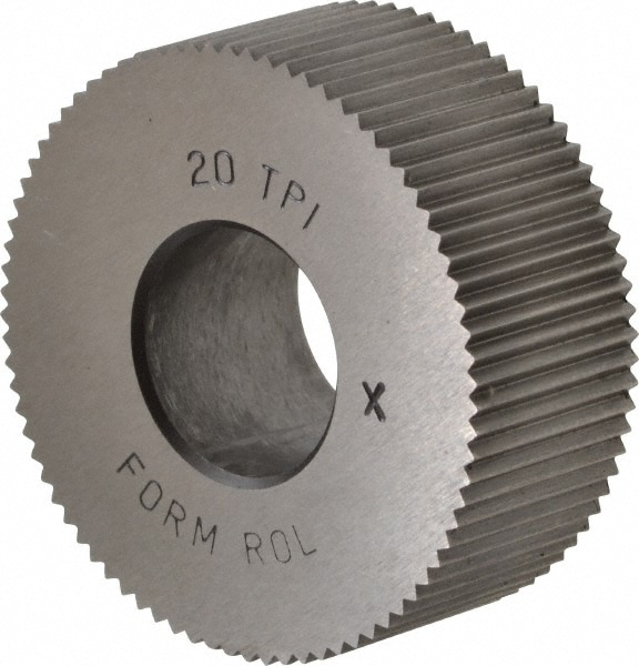 Made in USA PHSX220 Standard Knurl Wheel: 1-1/4" Dia, 90 ° Tooth Angle, 20 TPI, Straight, Cobalt Image