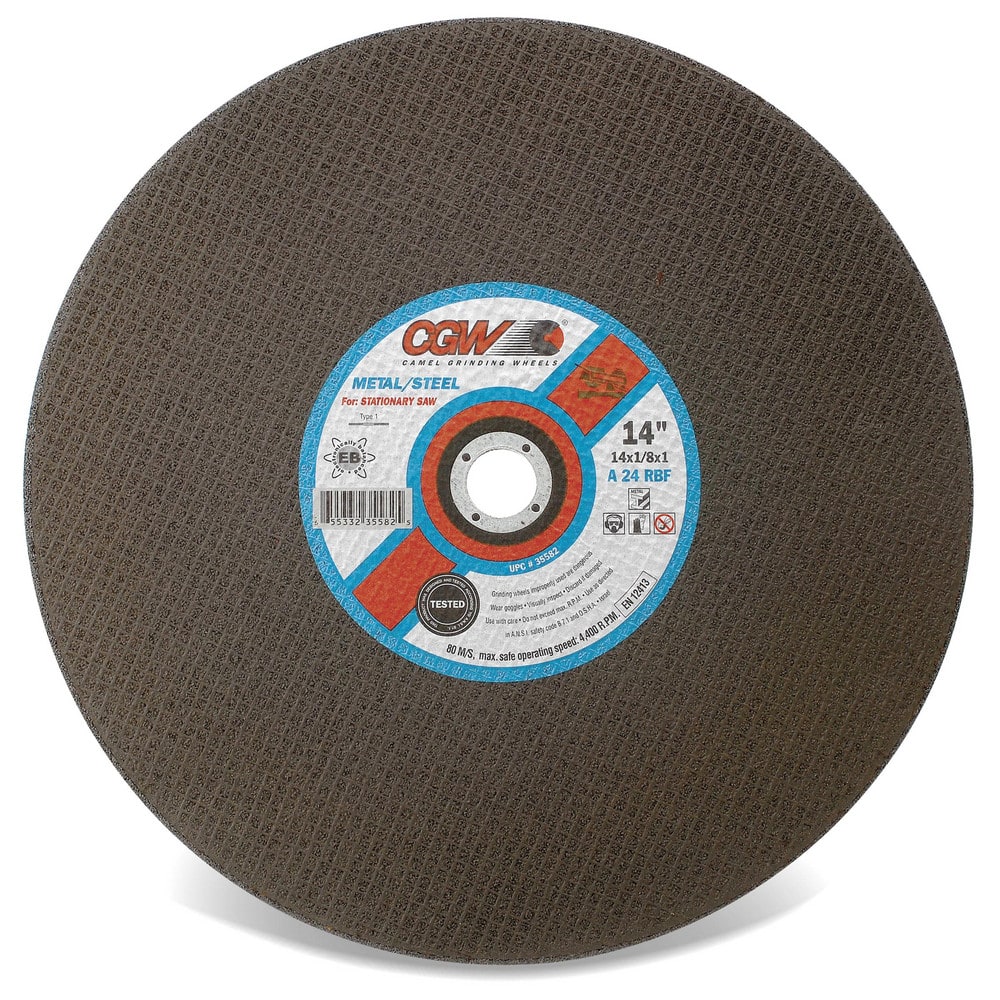 CGW Abrasives 70109 Cut-Off Wheel: Type 1, 20" Dia, 3/16" Thick, 1" Hole, Aluminum Oxide 