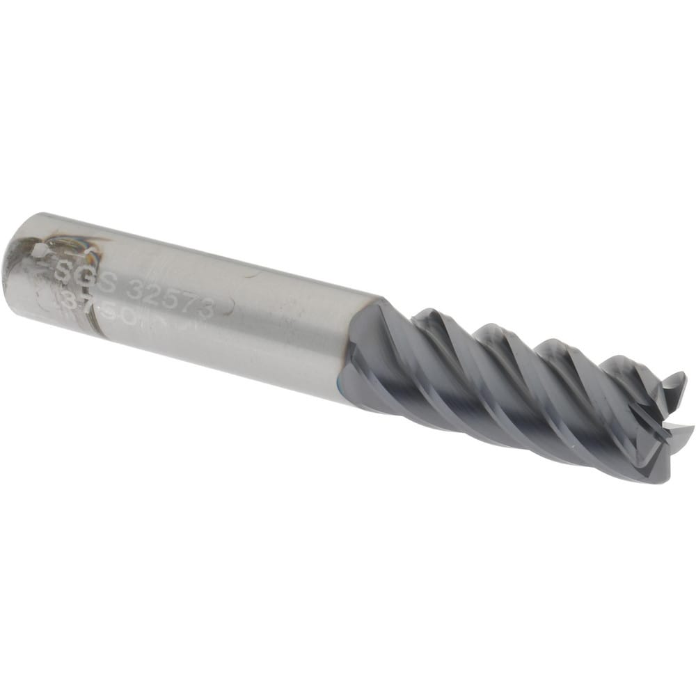 SGS 32573 Corner Radius End Mill: 3/8" Dia, 1" LOC, 0.03" Radius, 5 Flutes, Solid Carbide Image