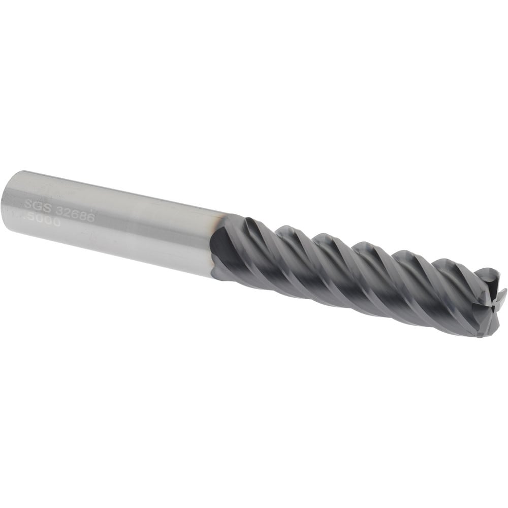 SGS 32686 Corner Radius End Mill: 1/2" Dia, 2" LOC, 0.06" Radius, 5 Flutes, Solid Carbide Image