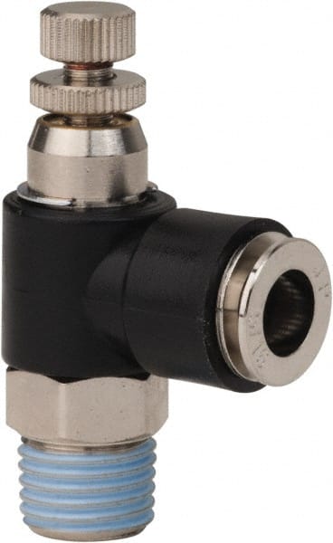 Air Angle Flow Control Valve Tube OD 3/8 X NPT 1/2 Pneumatic Push In Fitting 
