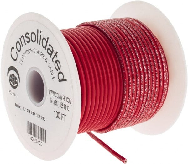 Made in USA - 16 AWG, 26 Strand, 100' OAL, Tinned Copper Hook Up Wire -  78263209 - MSC Industrial Supply