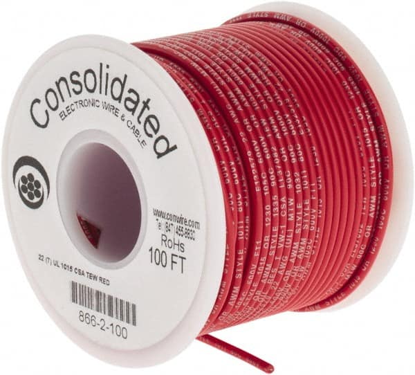 Made in USA - 22 AWG, 7 Strand, 100' OAL, Tinned Copper Hook Up Wire -  78263415 - MSC Industrial Supply