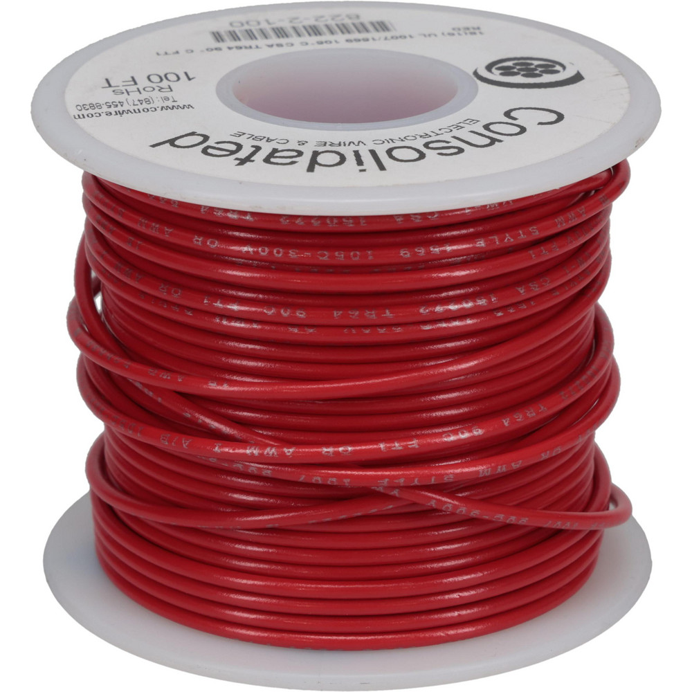 18 GAUGE WIRE RED 100' FT ON REEL PRIMARY AWG STRANDED COPPER POWER REMOTE MTW e