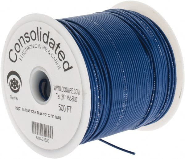 Made in USA - 22 AWG, 7 Strand, 500' OAL, Tinned Copper Hook Up Wire -  78263845 - MSC Industrial Supply