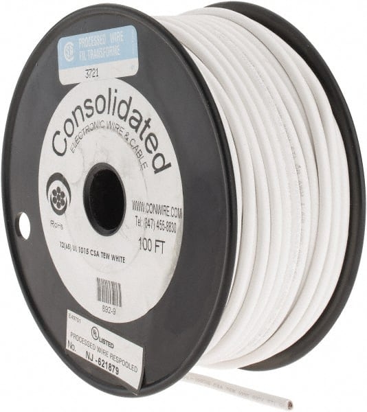 12 AWG, 65 Strand, 100' OAL, Tinned Copper Hook Up Wire