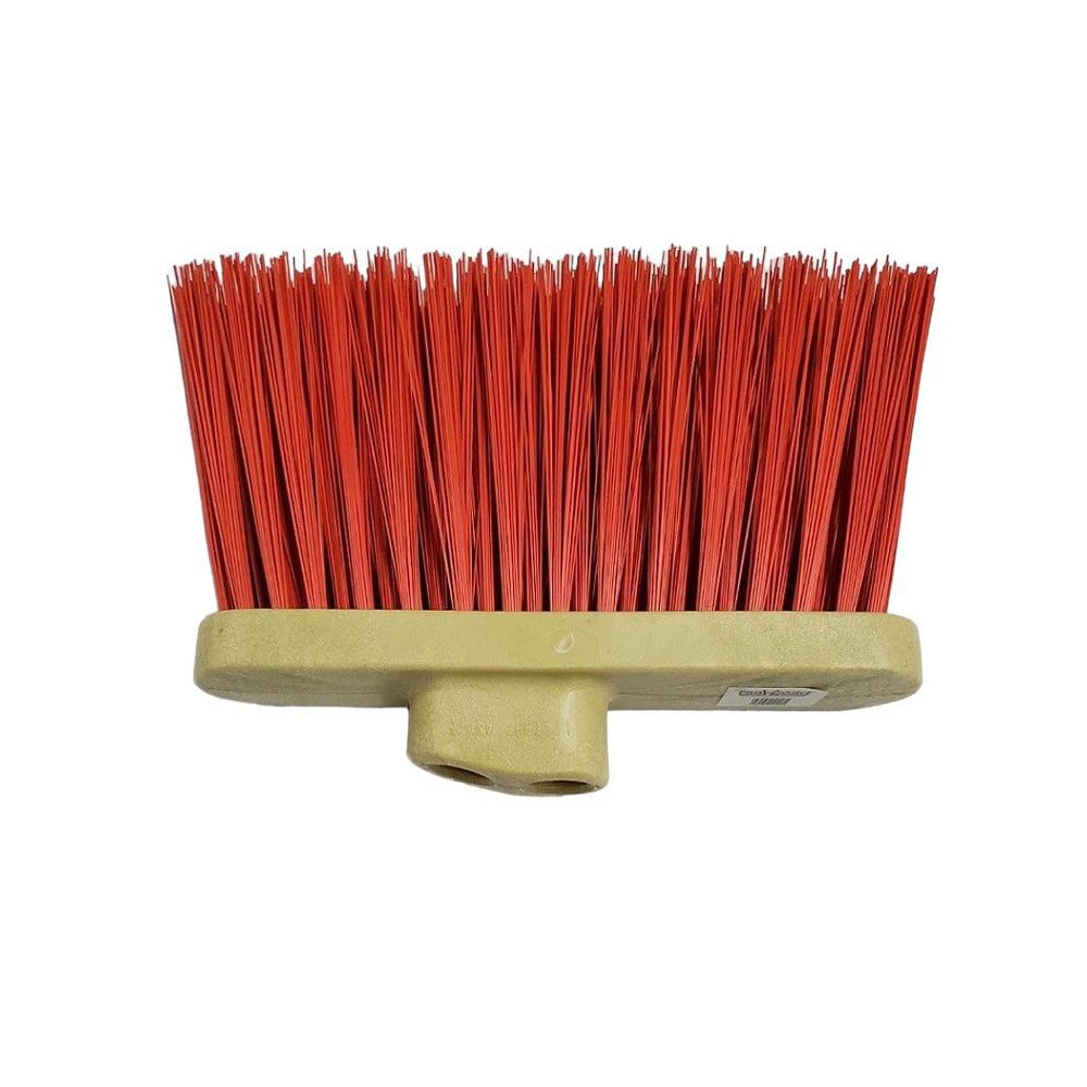 10" Wide, Red Polypropylene Bristles, Angled Broom