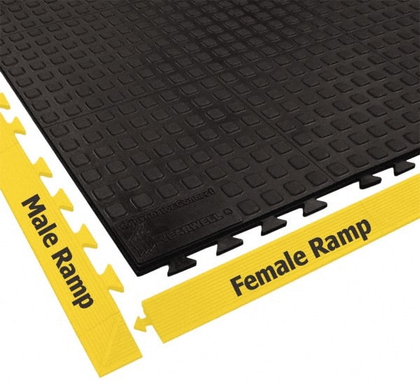 Wearwell 502.58X1X3BK Anti-Fatigue Modular Tile Mat: Dry Environment, 3" Length, 12" Wide, 5/8" Thick, Interlocking Edge, Black 