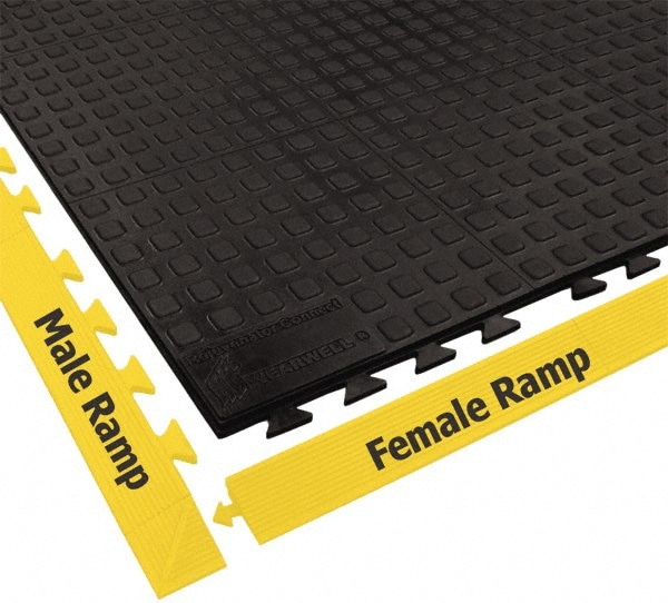 Wearwell 502.58X1X3BK Anti-Fatigue Modular Tile Mat: Dry Environment, 3" Length, 12" Wide, 5/8" Thick, Interlocking Edge, Black Image