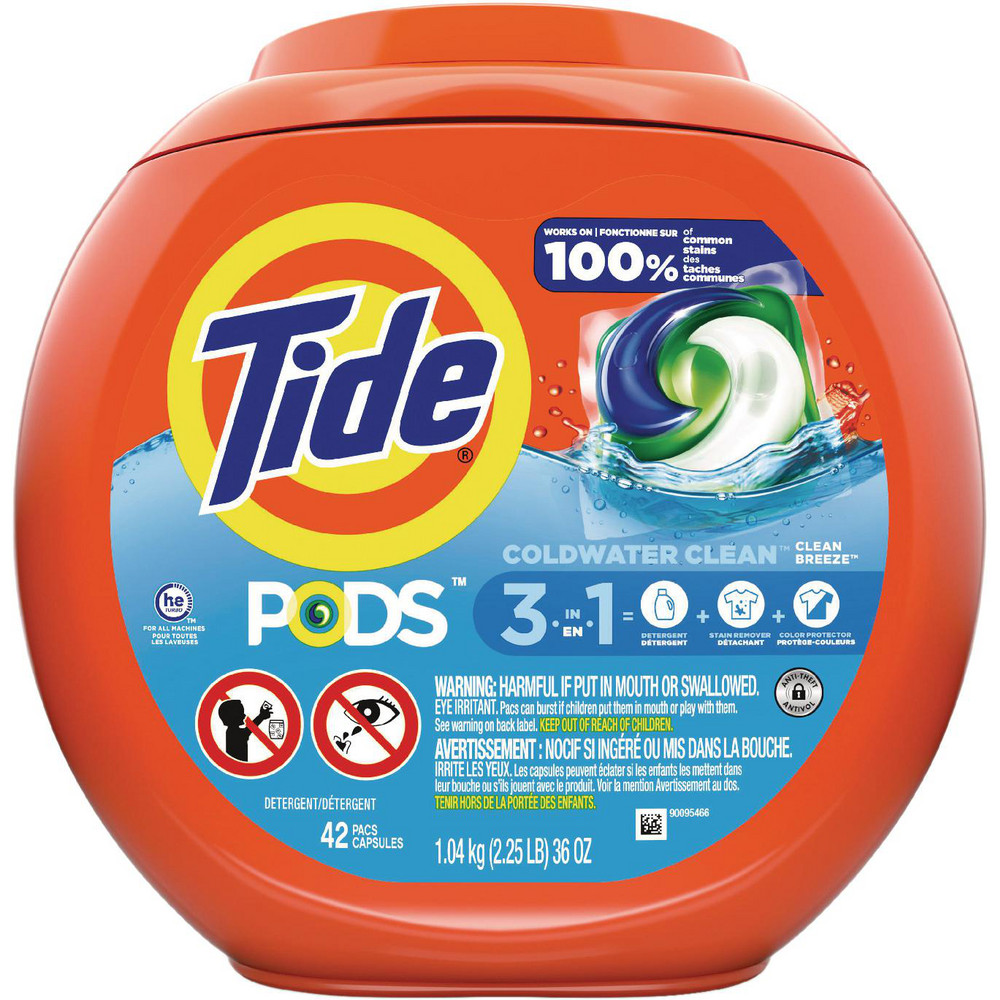 Tide PODS Liquid Laundry Detergent Pacs, Clean Breeze Scent, 42 Count, 4/Case - HE Compatible; Powerful 3-In-1 Clean In One Step