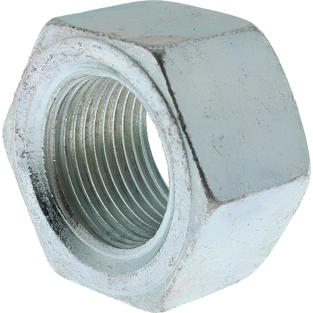 Hex Nut: 1-1/8 - 12, SAE J995 Grade 2 Steel, Zinc-Plated