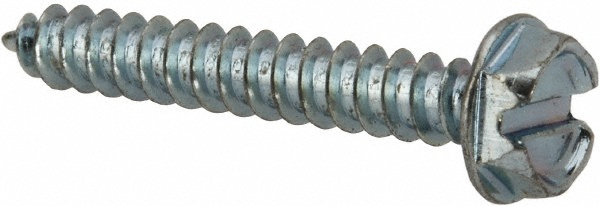 Sheet Metal Screw: #7, Hex Washer Head, Slotted