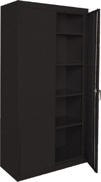 5 Shelf Locking Storage Cabinet, Sandusky Black Steel Bookcase