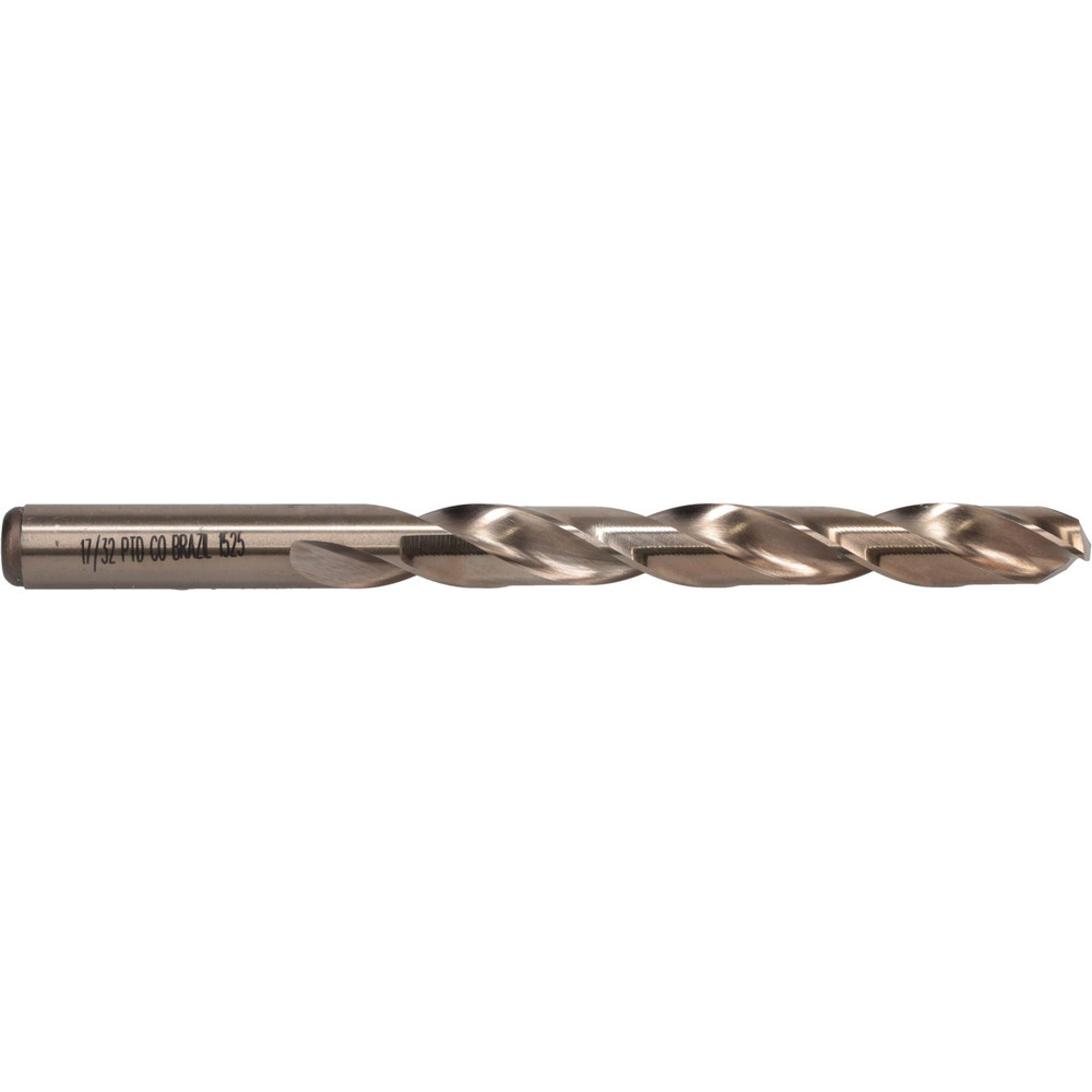 Jobber Length Drill Bit: 17/32" (0.5313) Dia, 135 deg, Cobalt