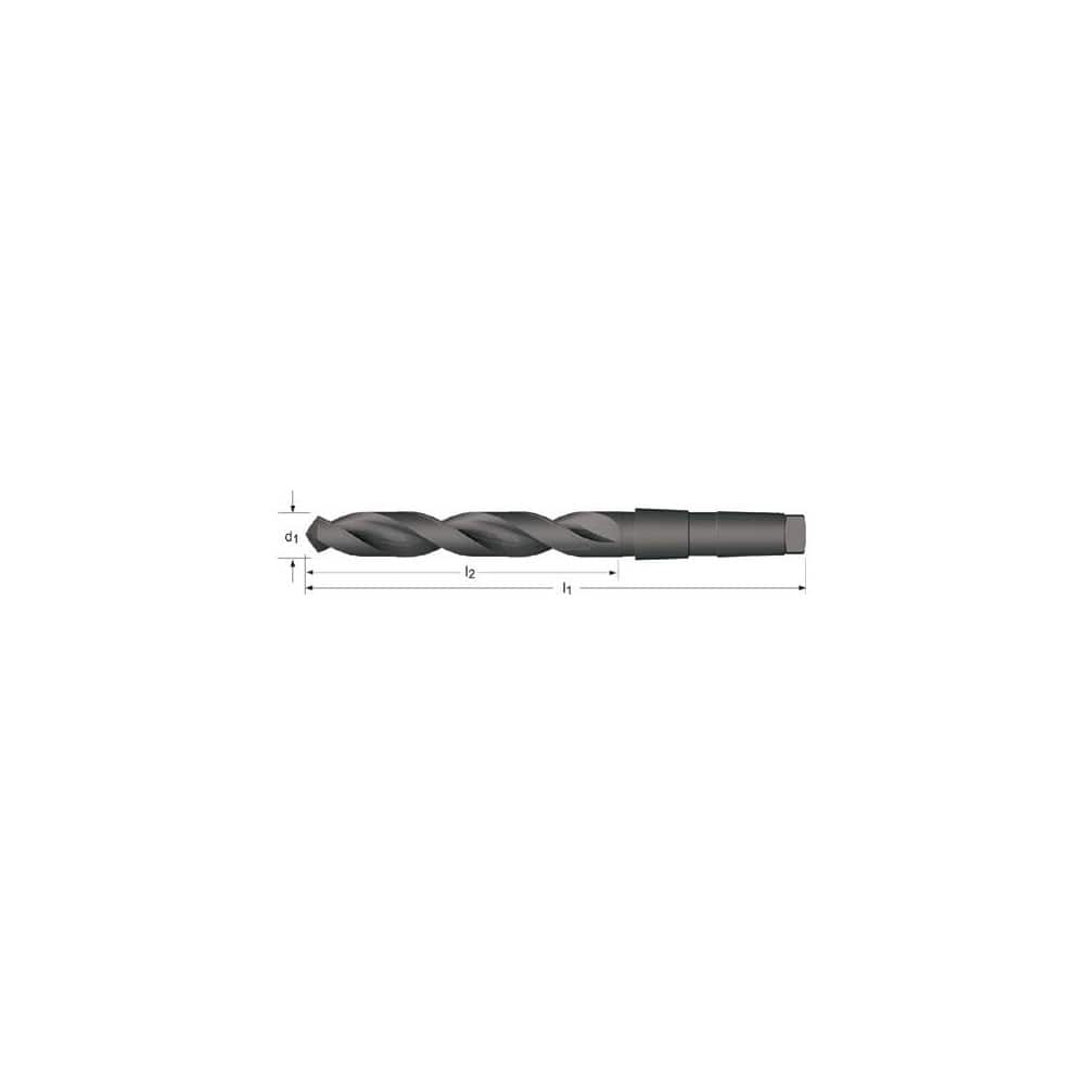 Morse Taper Shank Black Oxide Finish 118 Degree Point Angle 1 9/32 Spiral Flute Precision Twist 209 High Speed Steel Taper Shank Drill Bit