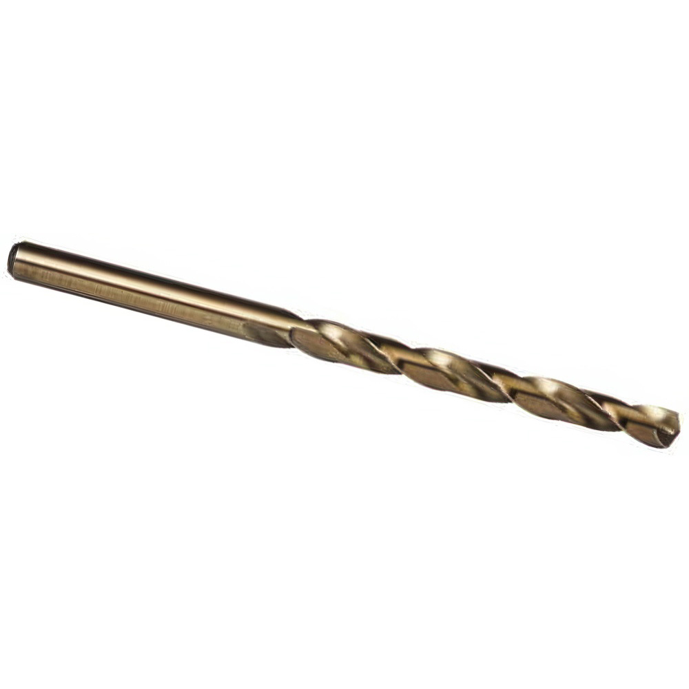 Taper Length Drill Bit: 7/32" (0.2188) Dia, 135 deg, Cobalt - Bronze Oxide Finish, 3-5/8" Flute Length, 6" OAL, Right Hand Cut, Regular Spiral Flute, Straight-Cylindrical Shank, M51CO