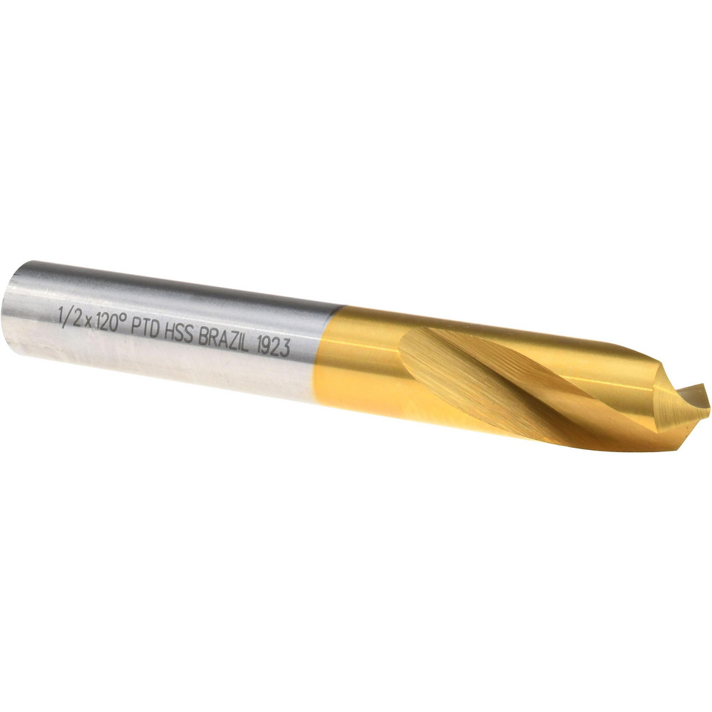 Spotting Drill: 1/2" Dia, 120 ° Point, 3-3/4" OAL, High Speed Steel