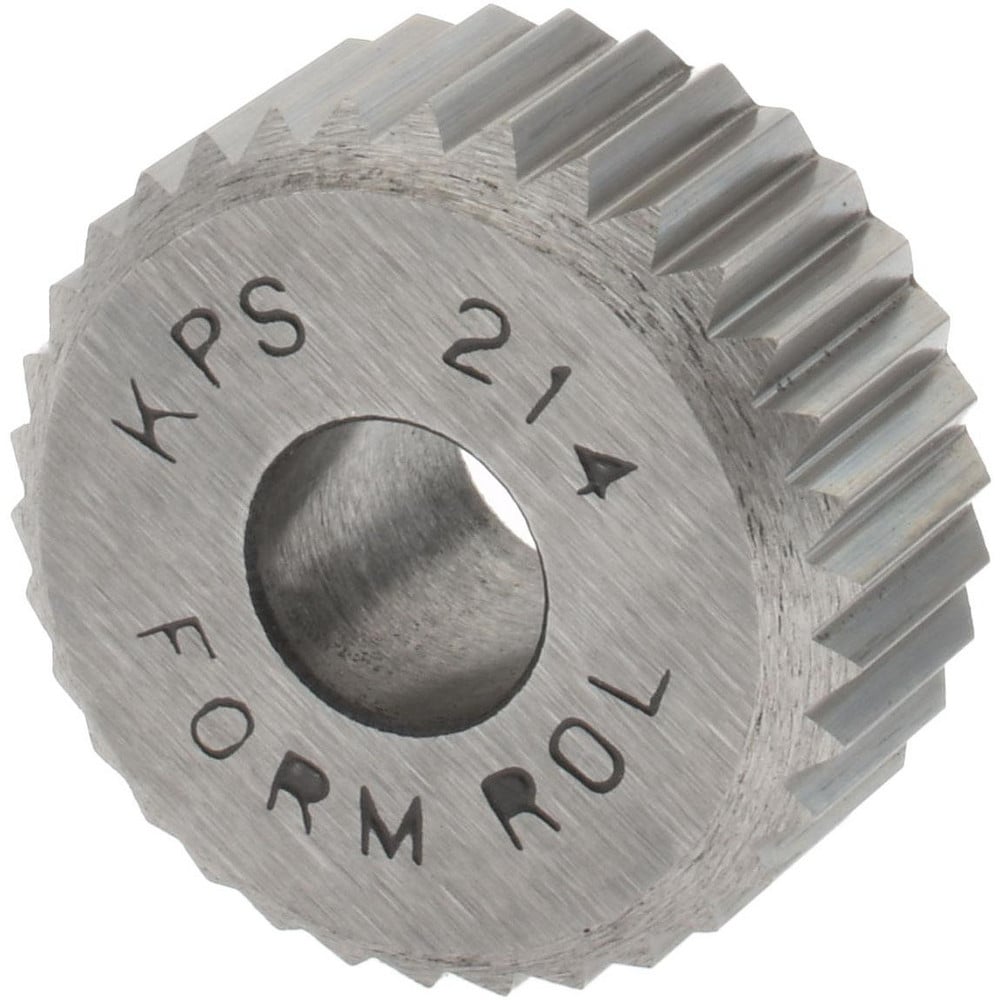 Made in USA KS KP14 Beveled Face Knurl Wheel: 3/4" Dia, 90 ° Tooth Angle, 14 TPI, Straight, High Speed Steel Image