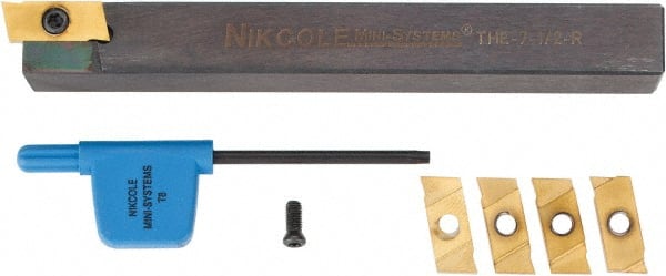 NIKCOLE MINI-SYSTEMS SET - 5 0.035" to 0.073" Width, Right Hand Indexable Grooving/Cutoff Toolholder 