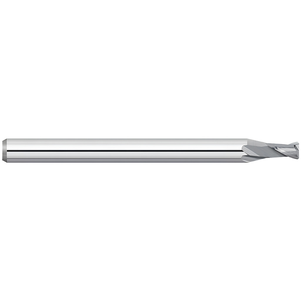 Titan USA Corner Radius End Mill: 0.0450" Dia, 0.0680" LOC, 0.0100" Radius, 2 Flute, Solid Carbide - 1.5000" OAL, 0.1250" Shank Dia, 30 deg Helix