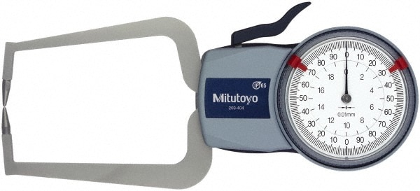 0 to 20mm, 0.0100" Graduation, 0.03mm Accuracy, Outside Dial Caliper Gage