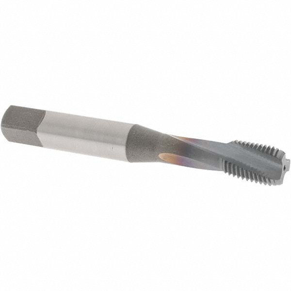 Spiral Flute Tap: 3/8-24 UNF, 3 Flutes, Modified Bottoming, 3B Class of Fit, Powdered Metal, TICN Coated