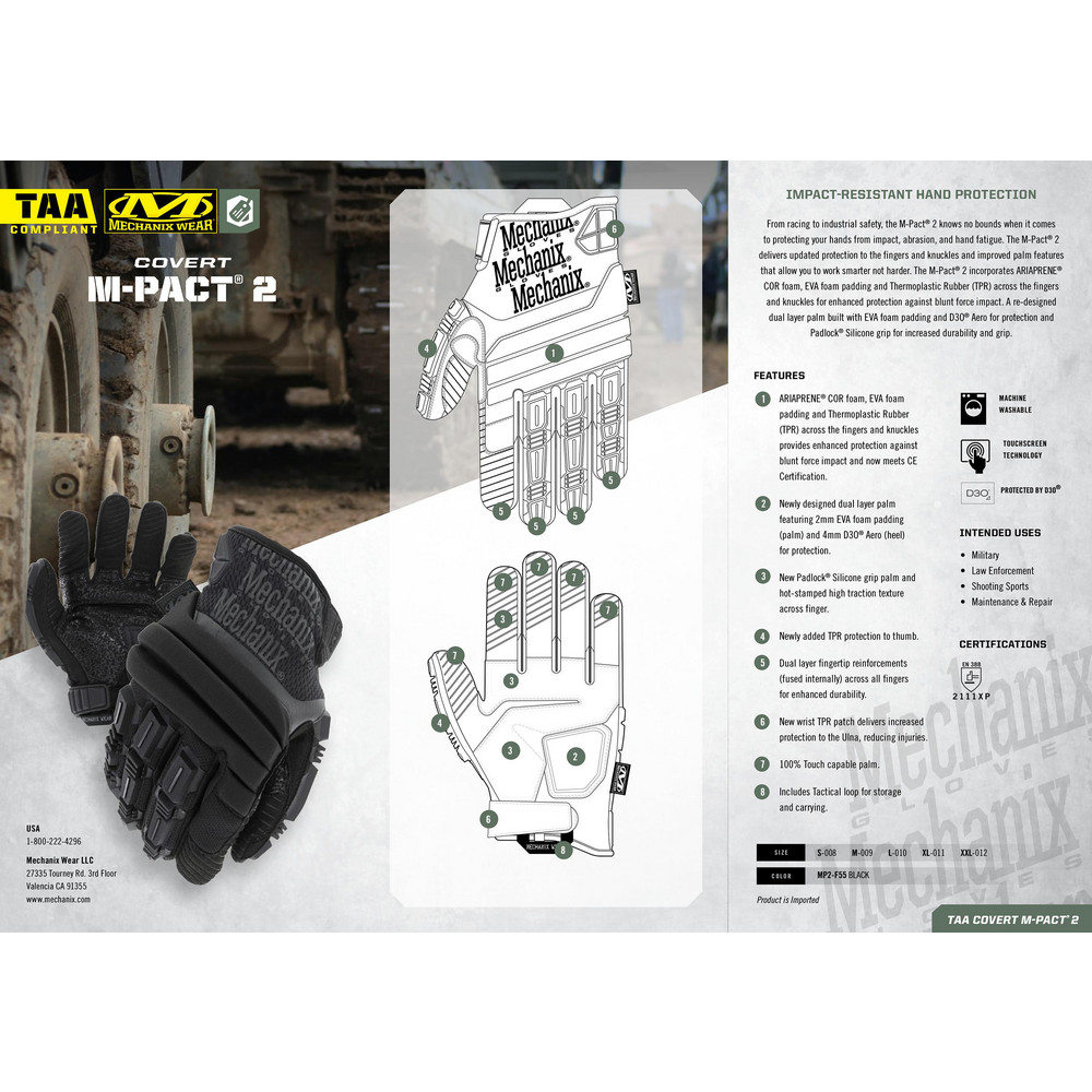 Mechanix Wear - Work Gloves: Mechanix Wear MP2-F55, Size Small, Thermo ...