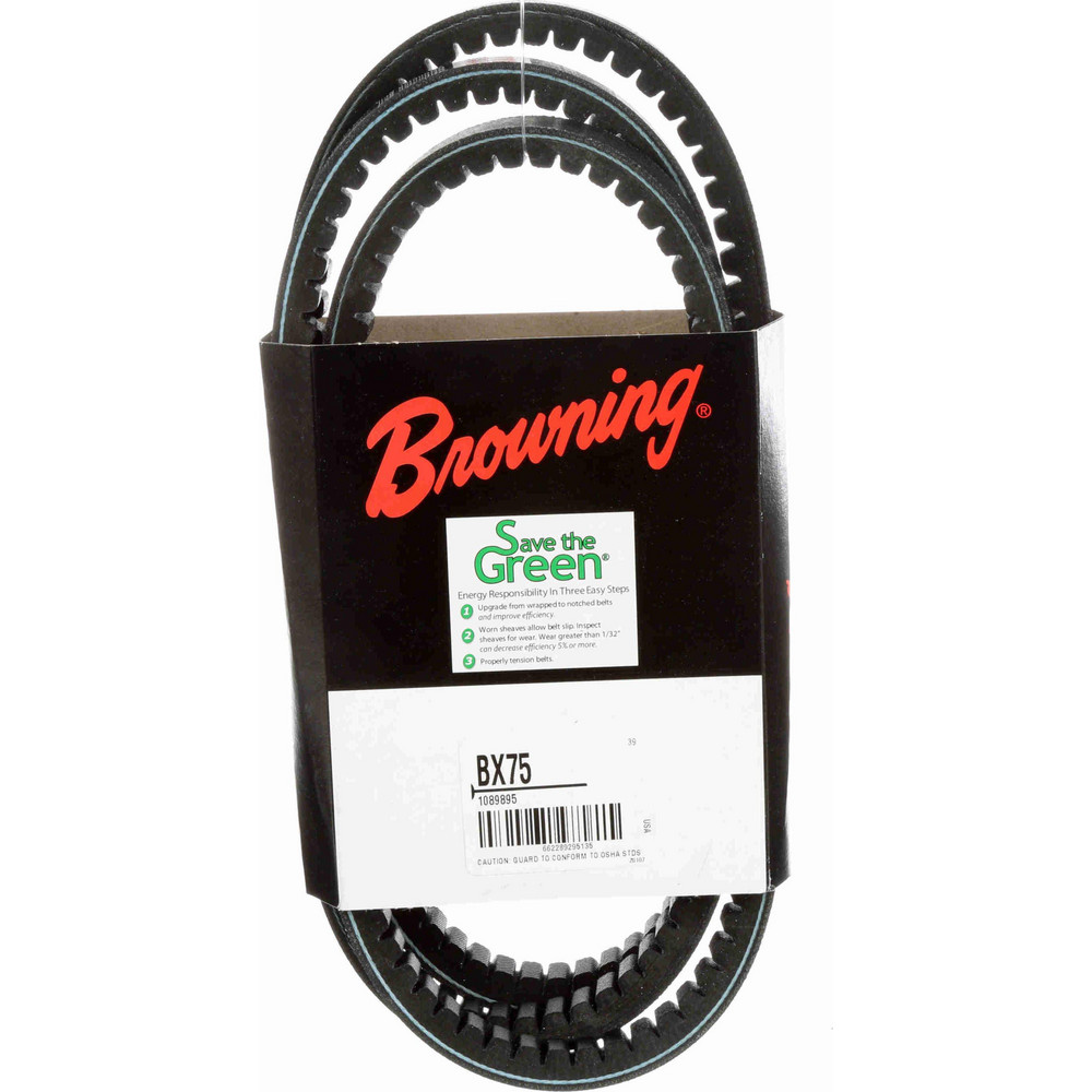 Cogged V-Belt: Section BX, 78.0000" Outside Length, 21/32" Belt Width - Rubber, Gripnotch, BX75