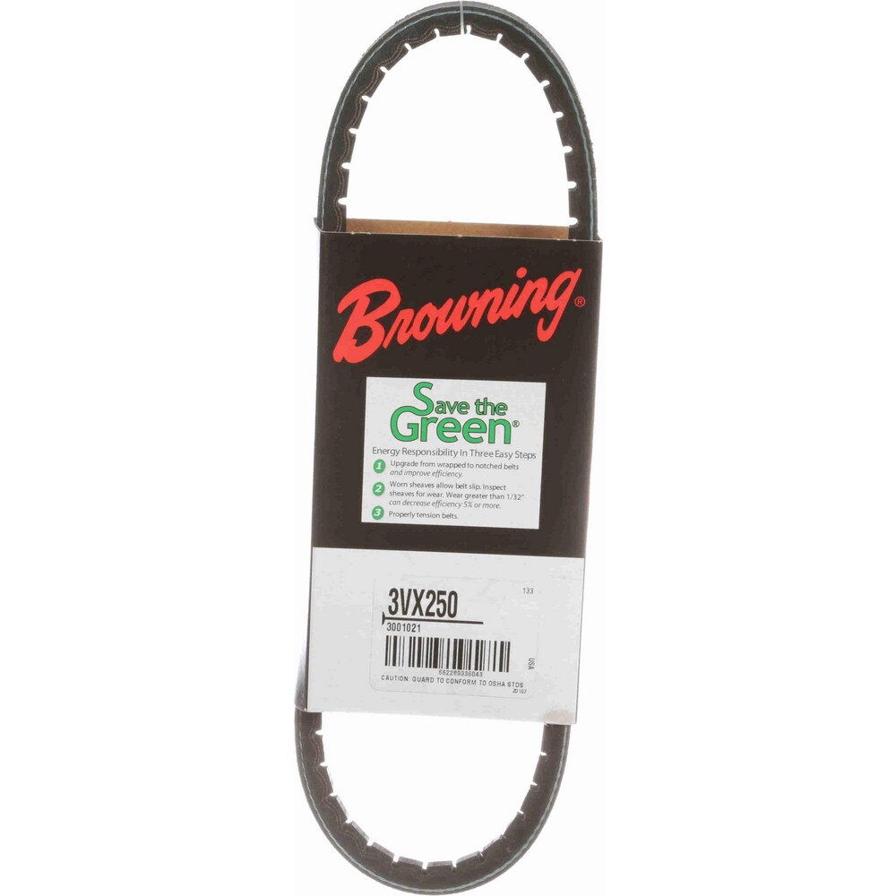 V-Belt: Section 3VX, 25" Outside Length, 3/8" Belt Width