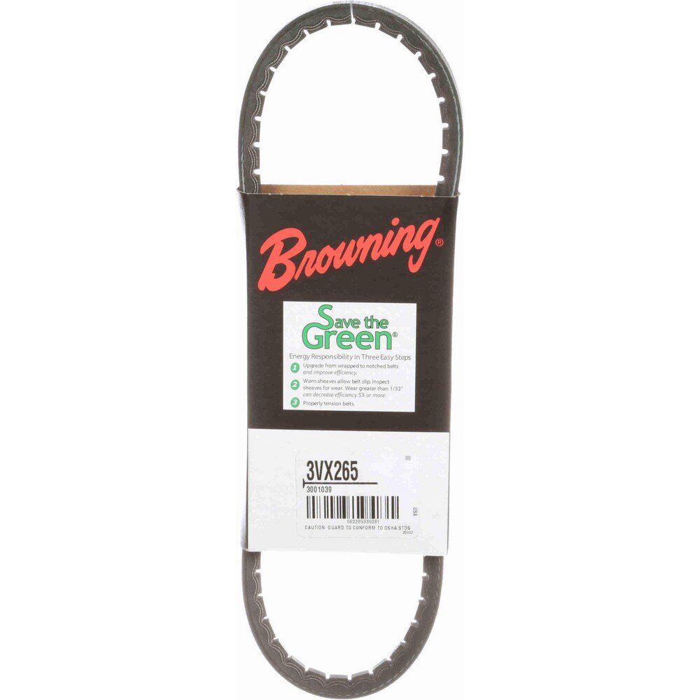 V-Belt: Section 3VX, 26.5" Outside Length, 3/8" Belt Width