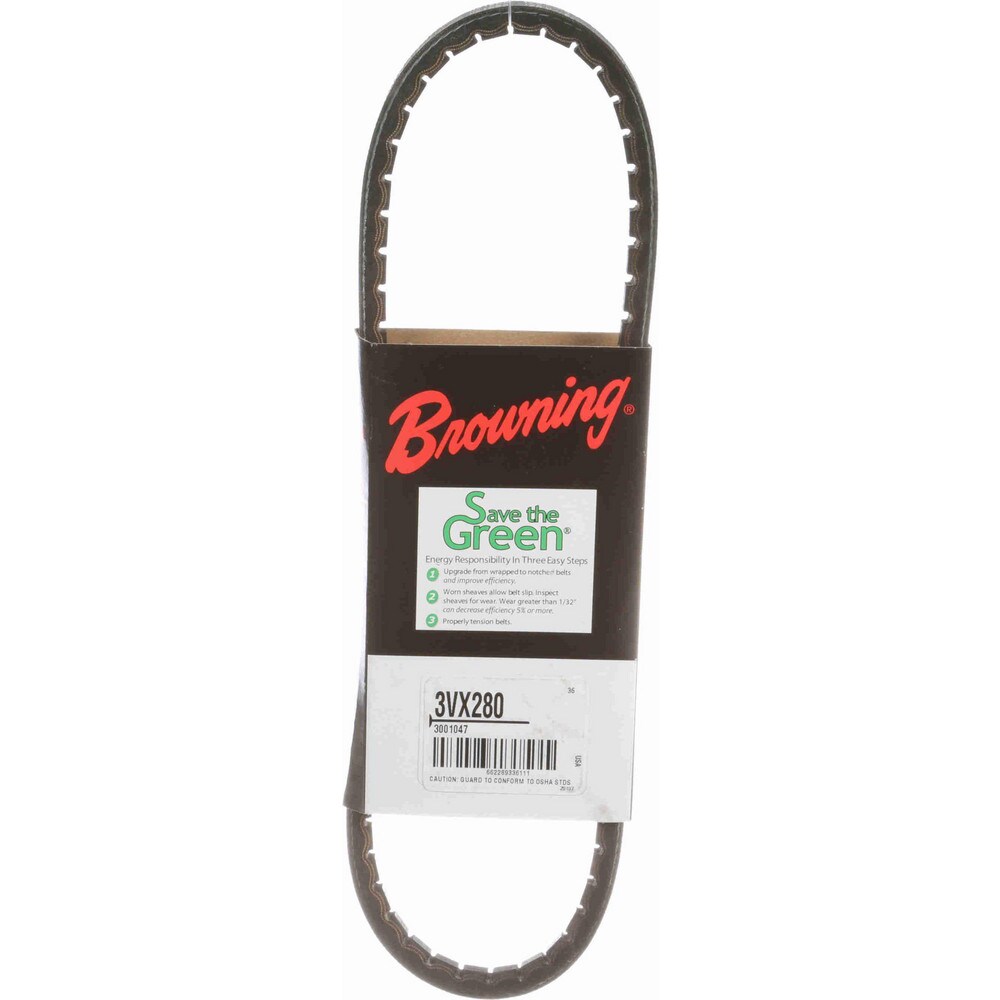 V-Belt: Section 3VX, 28" Outside Length, 3/8" Belt Width